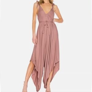 Young Fabulous & Broke Brixton Hi-Lo Leg Jumpsuit Solid Teak